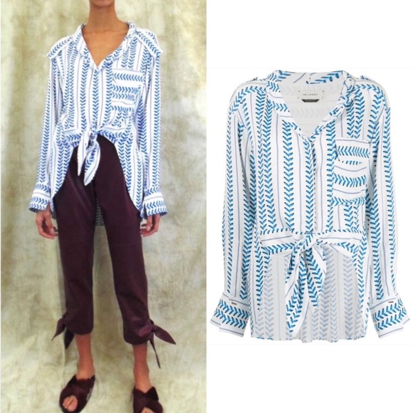 Hellessy erin printed tie front top FINAL PRICE NO OFFERS - Picture 1 of 8